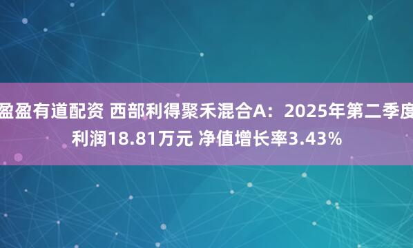 盈盈有道配资 西部利得聚禾混合A：2025年第二季度利润18.81万元 净值增长率3.43%