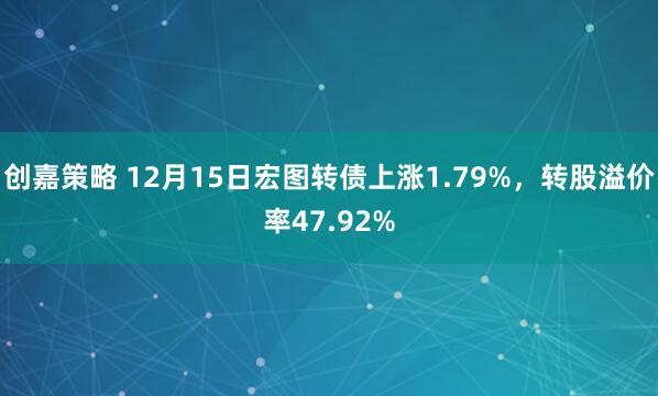创嘉策略 12月15日宏图转债上涨1.79%，转股溢价率47.92%
